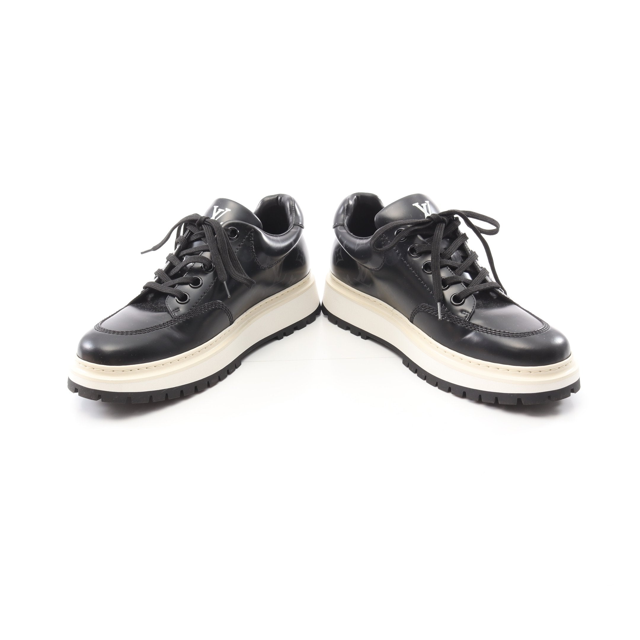 アベスライン ダービー モノグラム スニーカー レザー ブラック ルイ