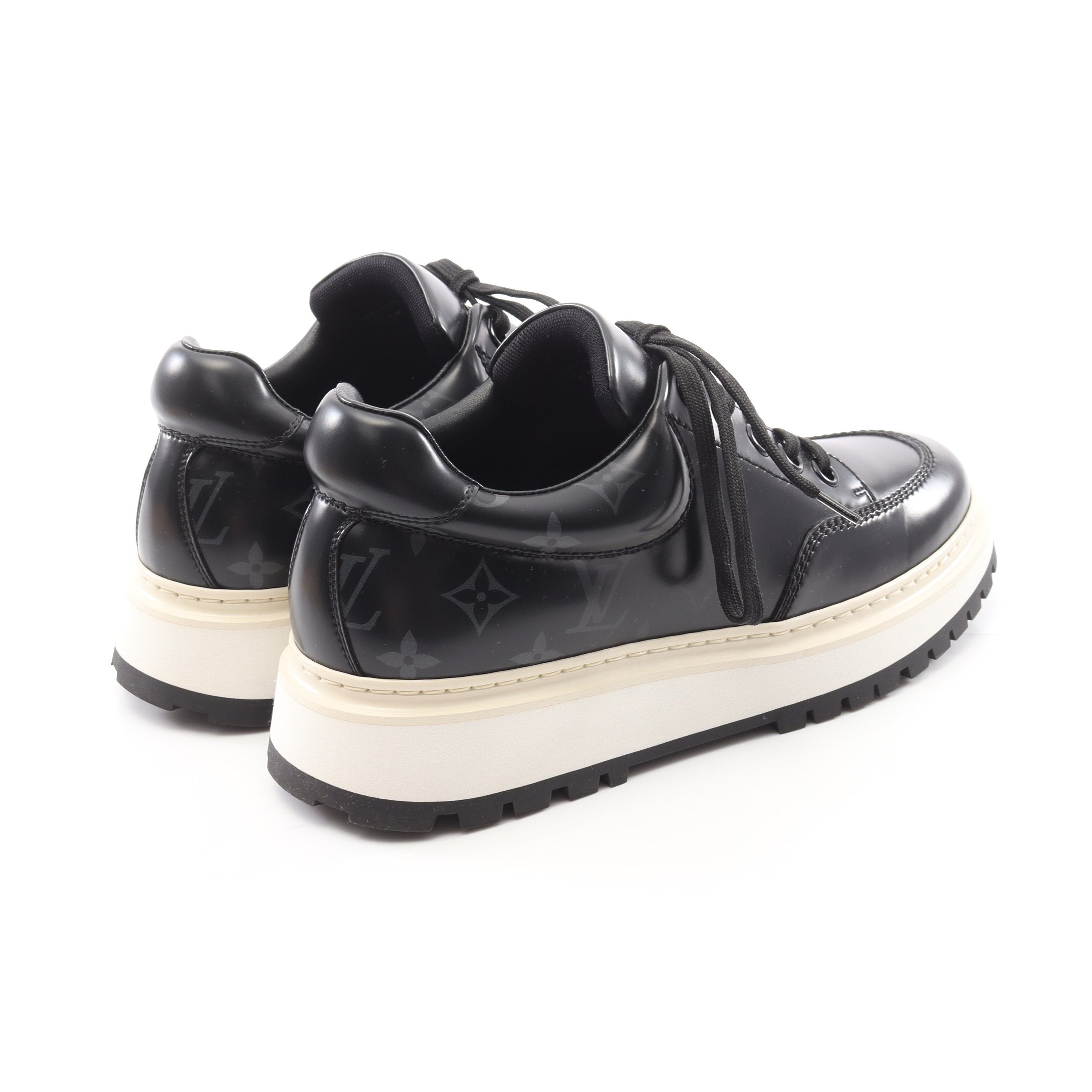 アベスライン ダービー モノグラム スニーカー レザー ブラック ルイ