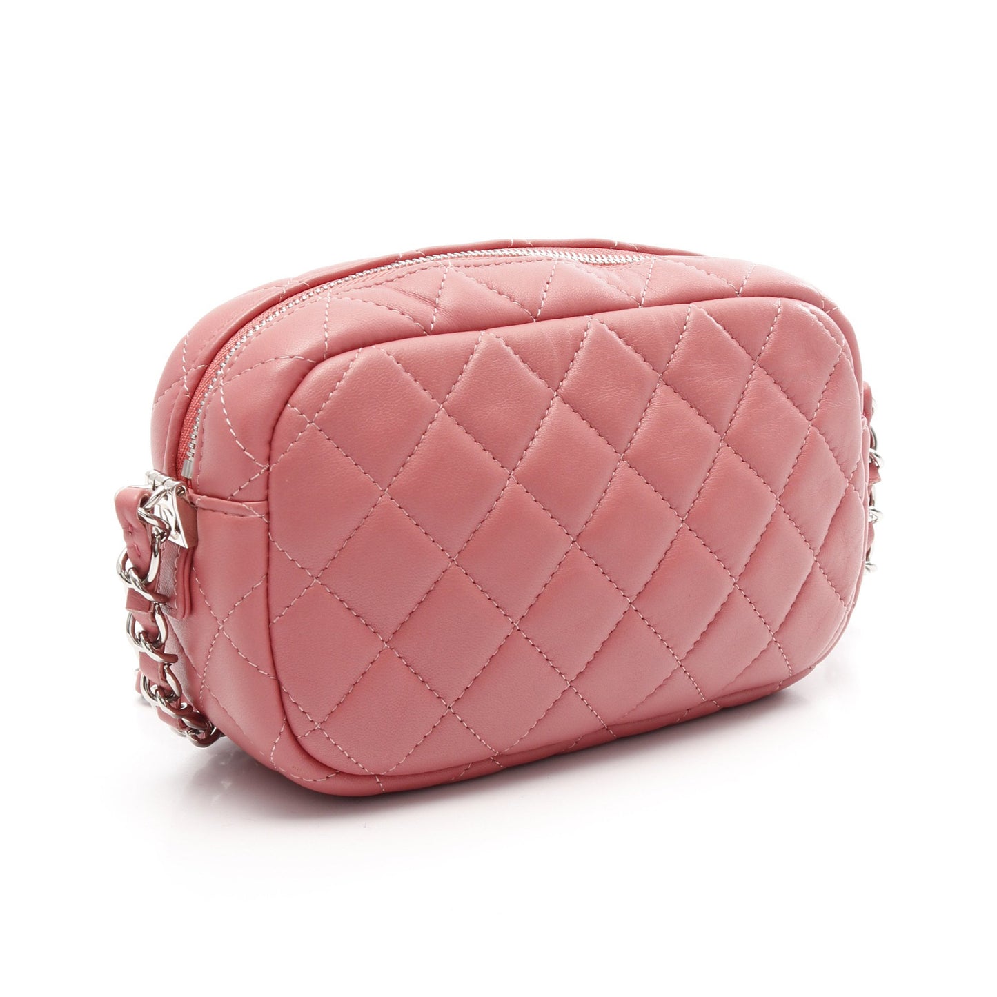 マトラッセ チェーンショルダーバッグ ラムスキン ピンク シルバー金具 シャネル バッグ CHANEL