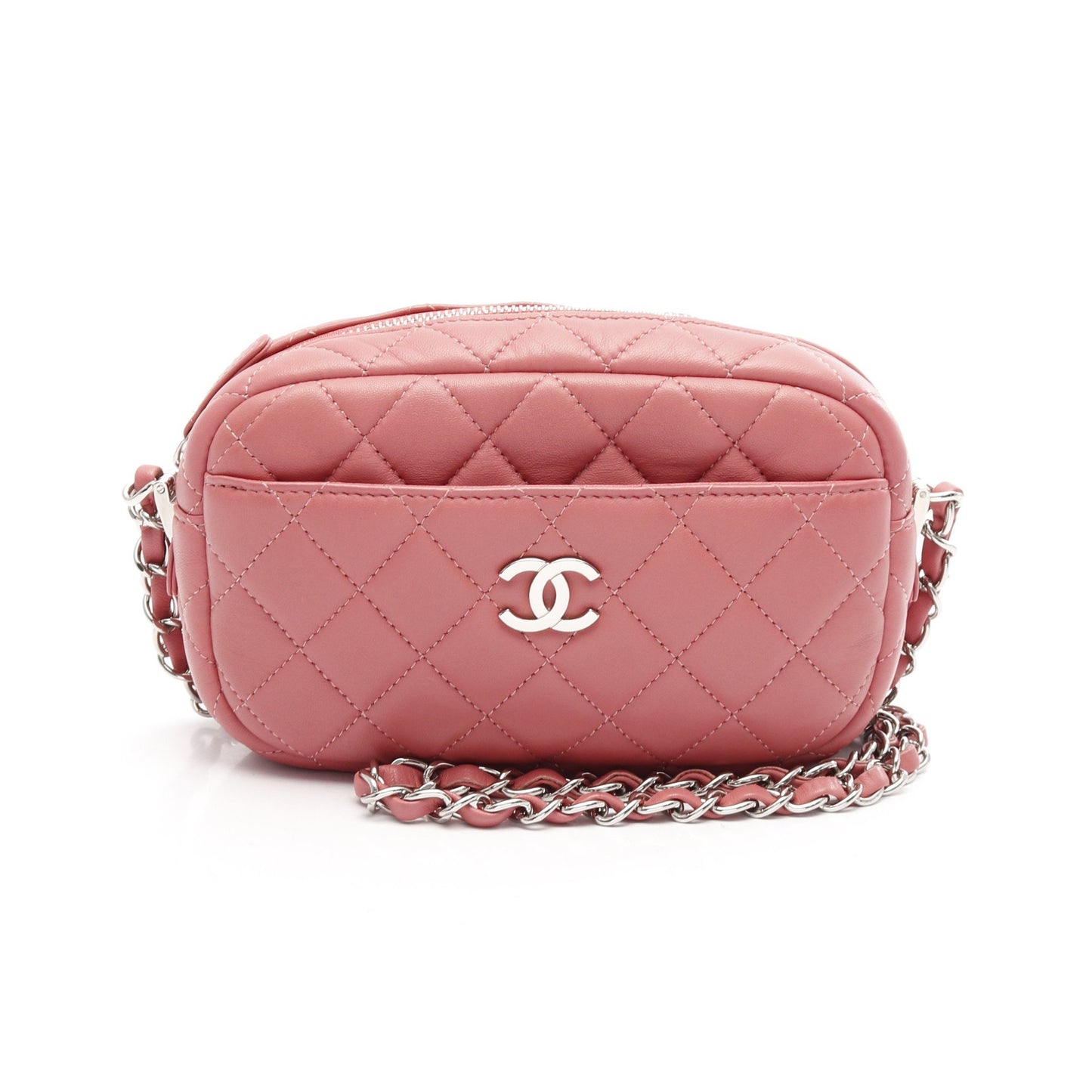 マトラッセ チェーンショルダーバッグ ラムスキン ピンク シルバー金具 シャネル バッグ CHANEL