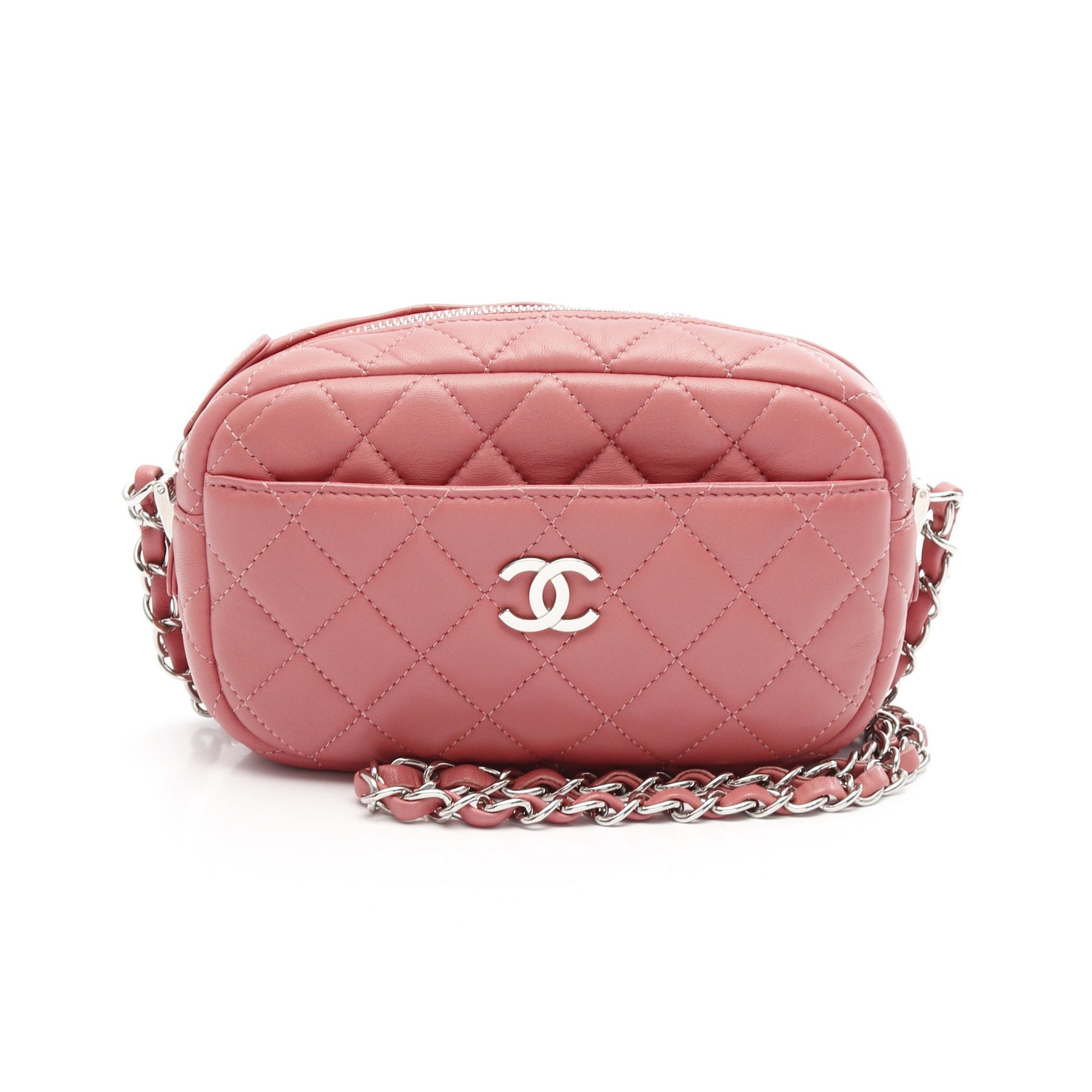 マトラッセ チェーンショルダーバッグ ラムスキン ピンク シルバー金具 シャネル バッグ CHANEL