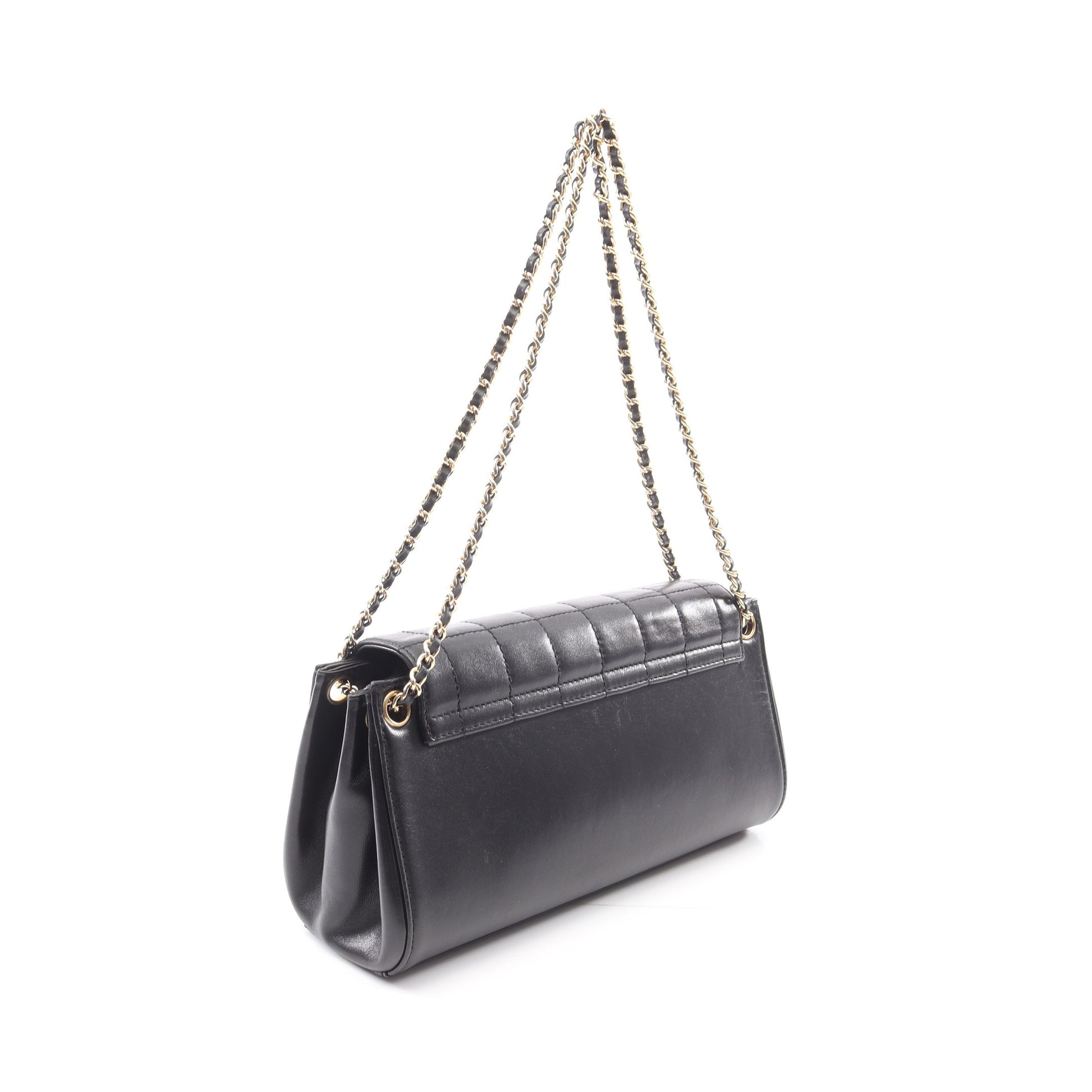 2.55 チョコバー Wチェーンショルダーバッグ ラムスキン ブラック ゴールド金具 シャネル バッグ CHANEL