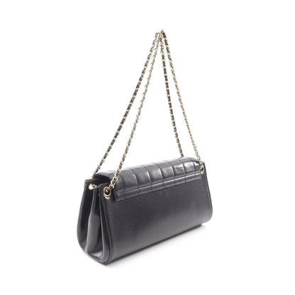 2.55 チョコバー Wチェーンショルダーバッグ ラムスキン ブラック ゴールド金具 シャネル バッグ CHANEL