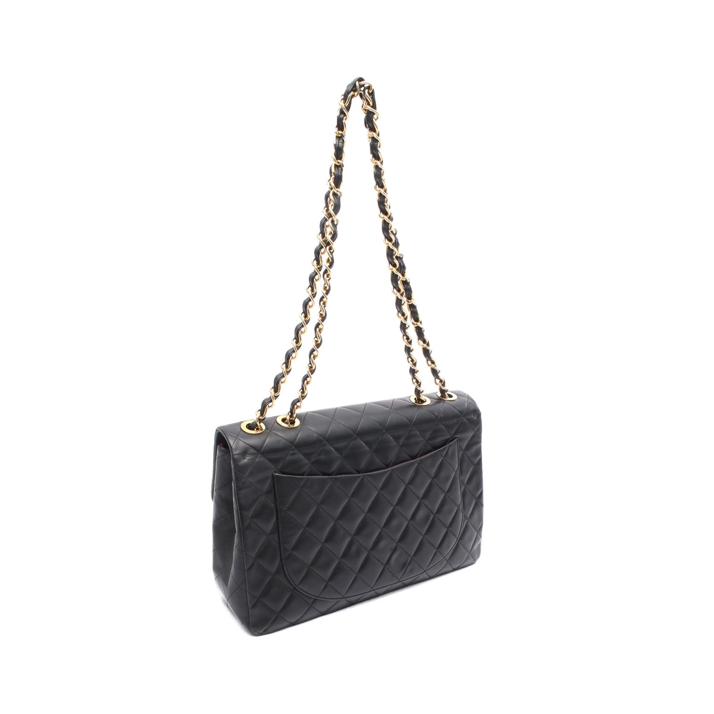 デカマトラッセ34 シングルフラップ Wチェーンショルダーバッグ ラムスキン ブラック ゴールド金具 シャネル バッグ CHANEL