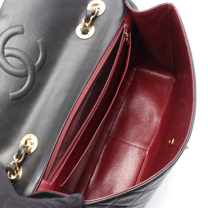 デカマトラッセ34 シングルフラップ Wチェーンショルダーバッグ ラムスキン ブラック ゴールド金具 シャネル バッグ CHANEL
