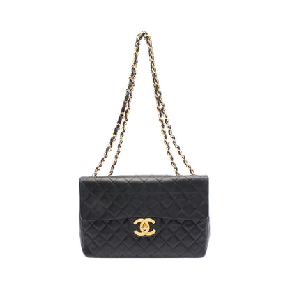 デカマトラッセ34 シングルフラップ Wチェーンショルダーバッグ ラムスキン ブラック ゴールド金具 シャネル バッグ CHANEL