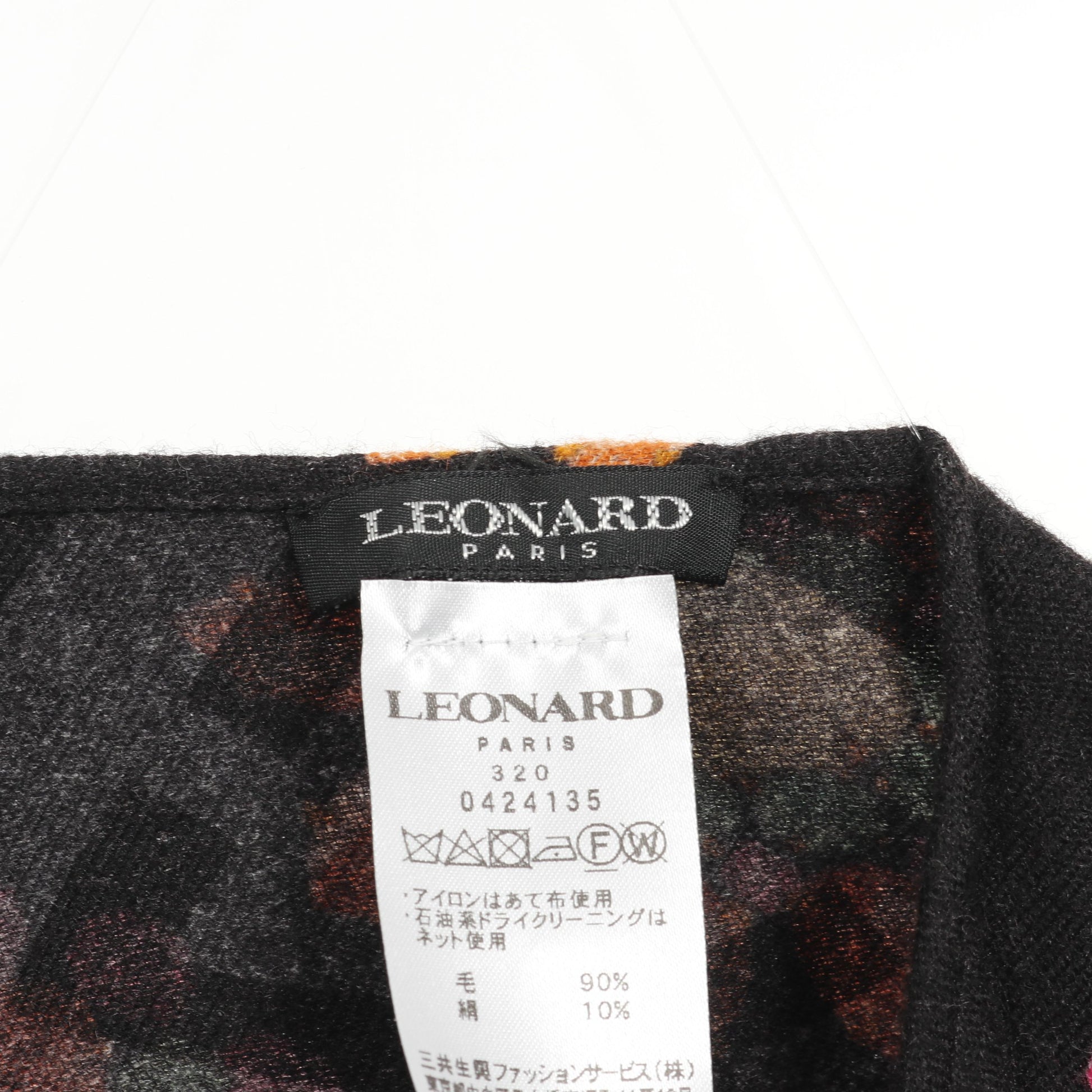ケープ ポンチョ ウール シルク ブラック マルチカラー レオナール アウター LEONARD