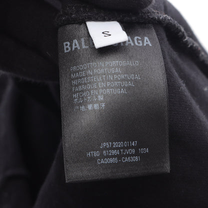 ロゴ刺繡 Tシャツ コットン ブラック バレンシアガ トップス BALENCIAGA