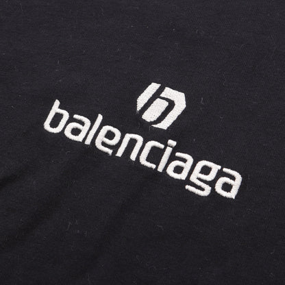 ロゴ刺繡 Tシャツ コットン ブラック バレンシアガ トップス BALENCIAGA