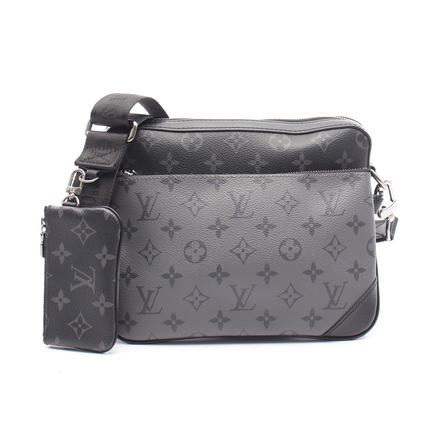 トリオ メッセンジャー モノグラム エクリプス ショルダーバッグ PVC レザー ブラック グレー ルイヴィトン バッグ LOUIS VUITTON