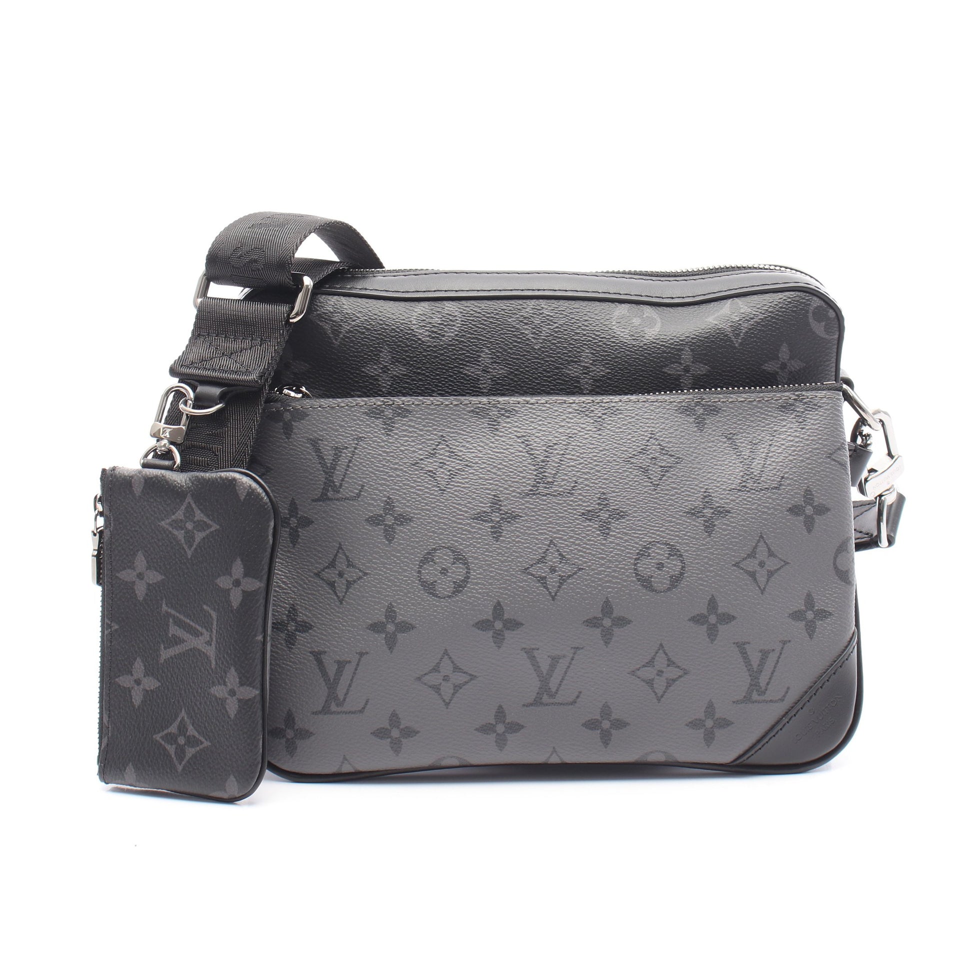トリオ メッセンジャー モノグラム エクリプス ショルダーバッグ PVC レザー ブラック グレー ルイヴィトン バッグ LOUIS VUITTON