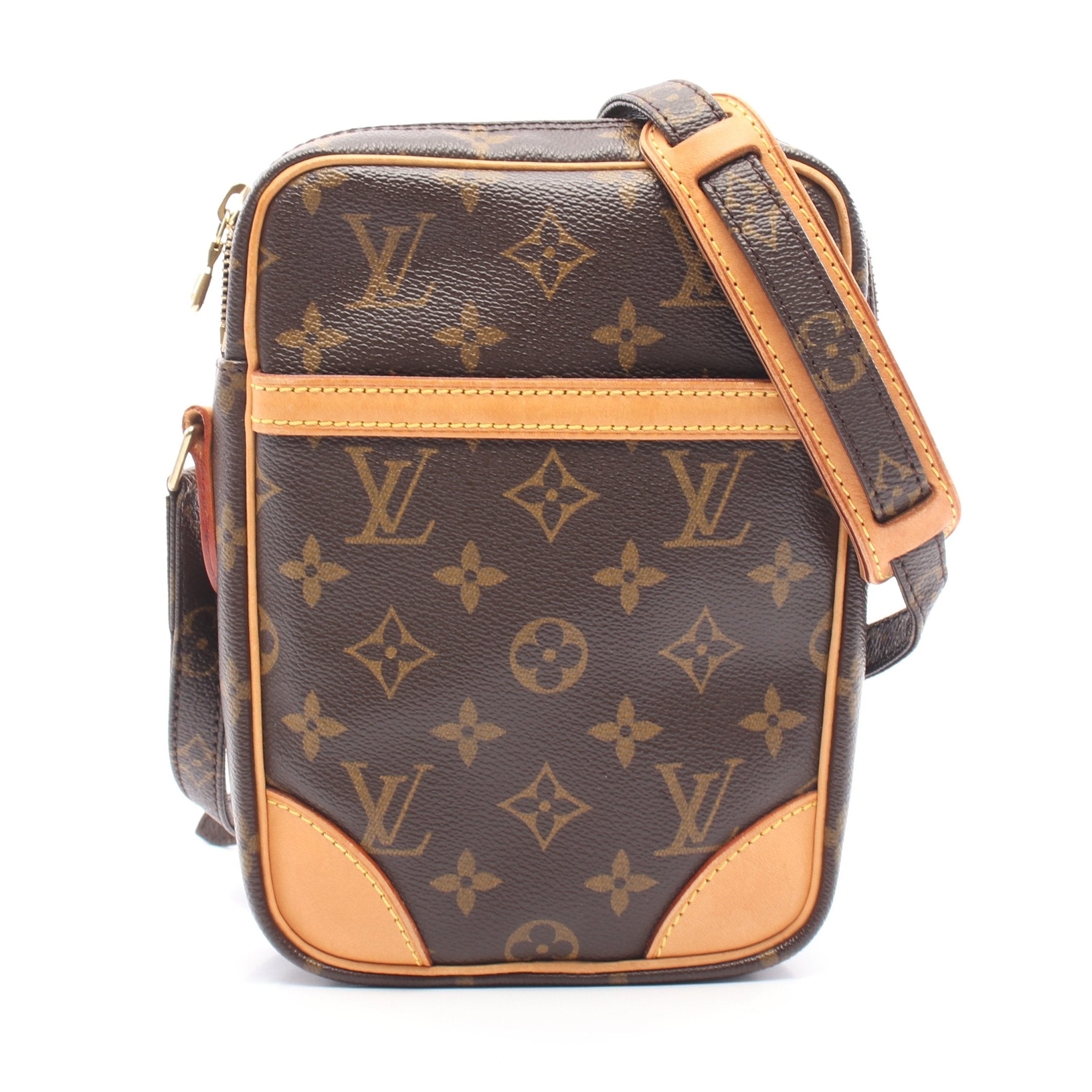 ルイヴィトン　ショルダーバッグ　ダヌーブ　モノグラム　ブラウン　ヌメ革　PVC ルイヴィトン ショルダーバッグ ダヌーブ モノグラム PVC レザー ブラウン