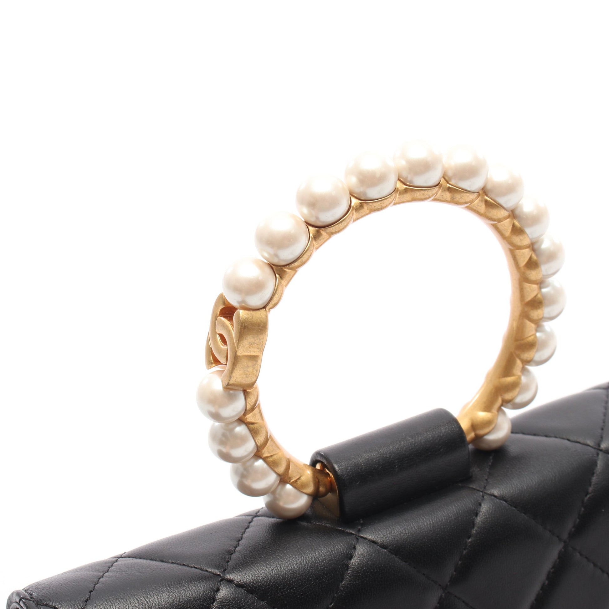 マトラッセ ループパールハンドル チェーンウォレット ラムスキン ブラック ゴールド金具 2WAY シャネル バッグ CHANEL