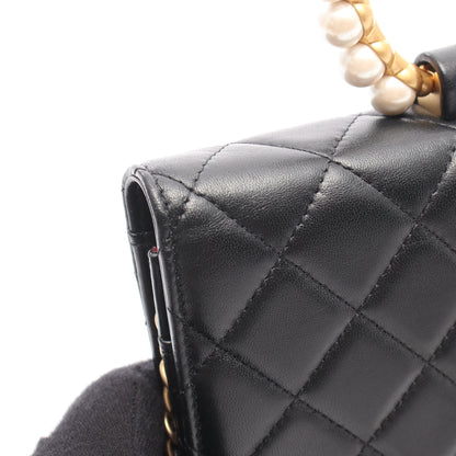 マトラッセ ループパールハンドル チェーンウォレット ラムスキン ブラック ゴールド金具 2WAY シャネル バッグ CHANEL