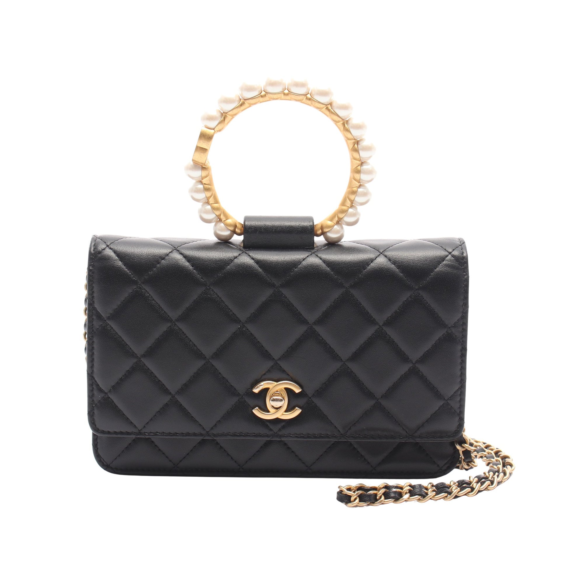 マトラッセ ループパールハンドル チェーンウォレット ラムスキン ブラック ゴールド金具 2WAY シャネル バッグ CHANEL