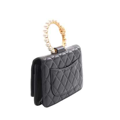 マトラッセ ループパールハンドル チェーンウォレット ラムスキン ブラック ゴールド金具 2WAY シャネル バッグ CHANEL