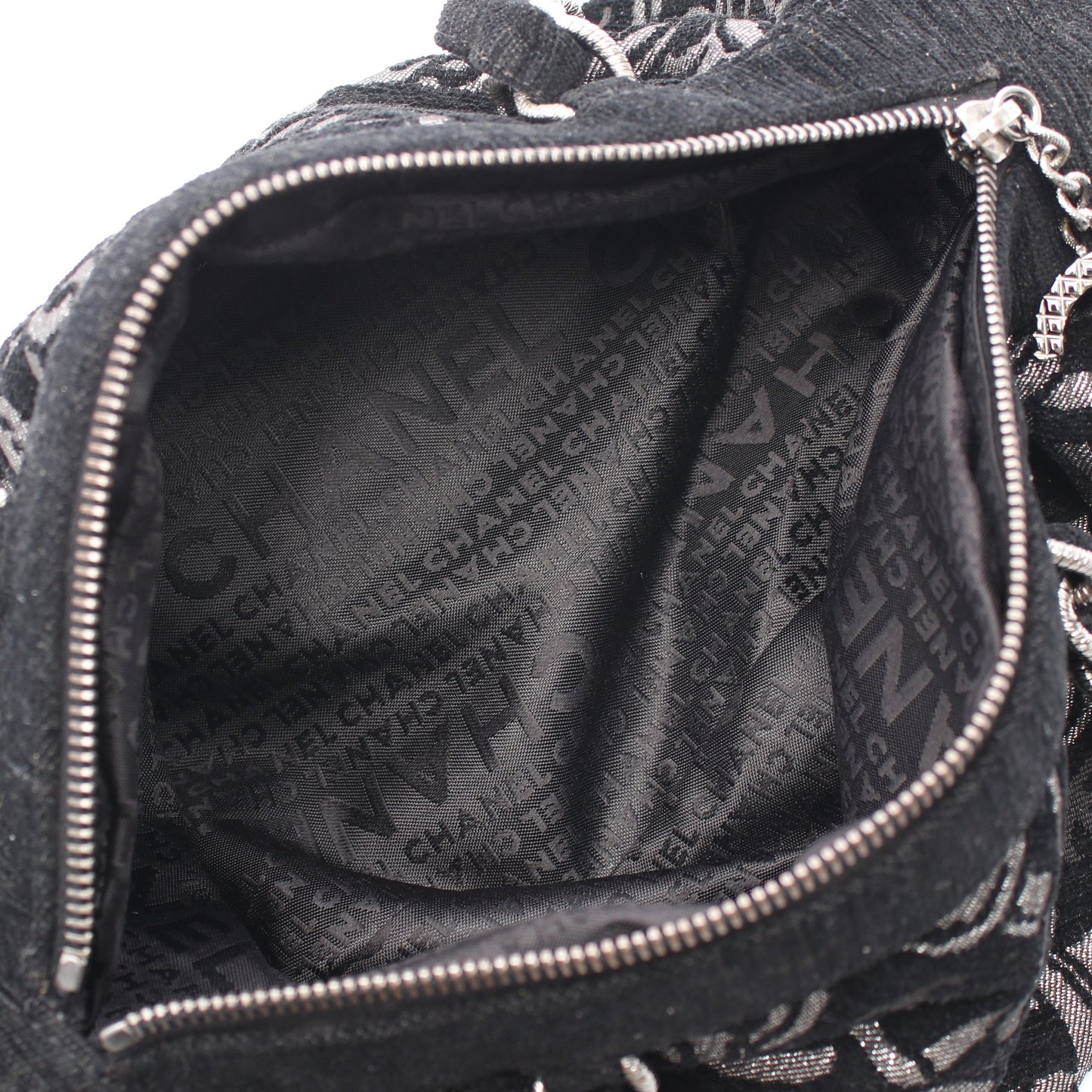 ココマーク チェーンハンドバッグ ベロア ブラック シルバー金具 シャネル バッグ CHANEL