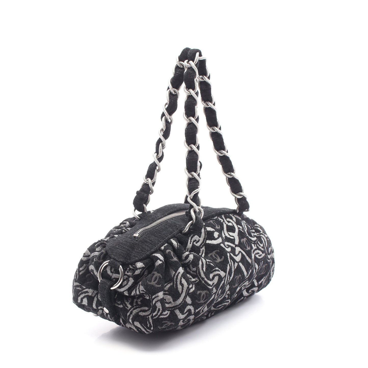 ココマーク チェーンハンドバッグ ベロア ブラック シルバー金具 シャネル バッグ CHANEL