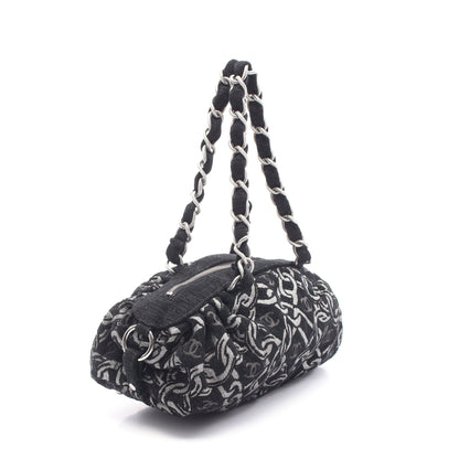 ココマーク チェーンハンドバッグ ベロア ブラック シルバー金具 シャネル バッグ CHANEL