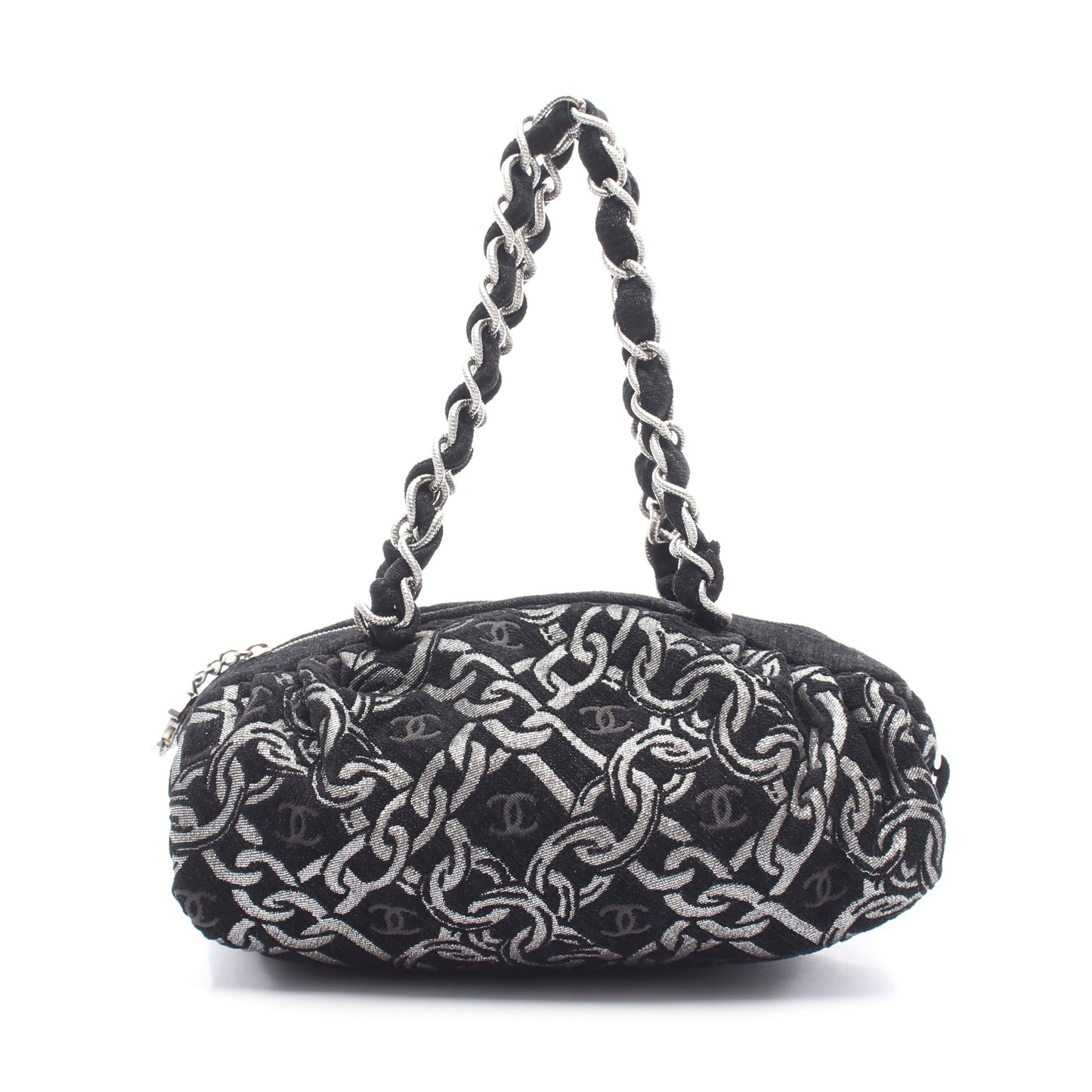 ココマーク チェーンハンドバッグ ベロア ブラック シルバー金具 シャネル バッグ CHANEL