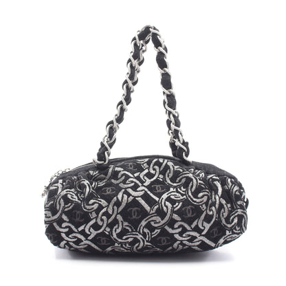 ココマーク チェーンハンドバッグ ベロア ブラック シルバー金具 シャネル バッグ CHANEL
