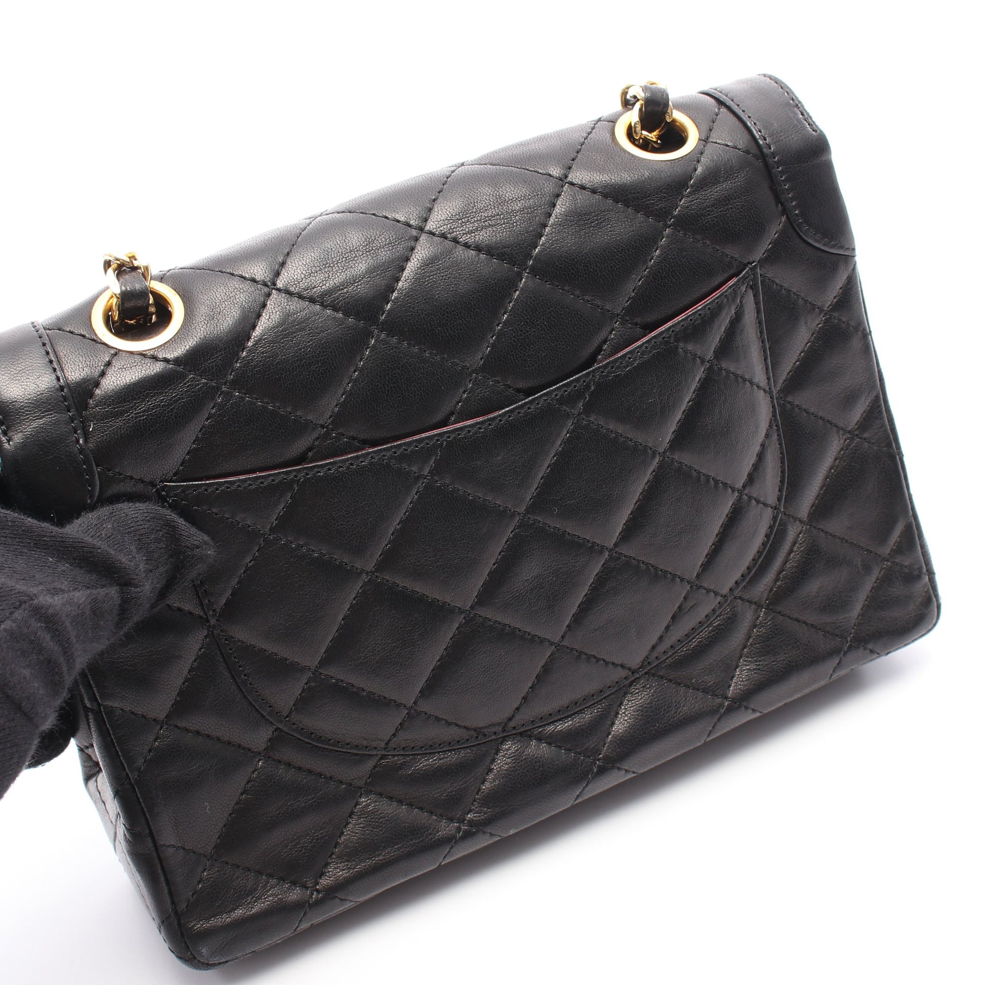 マトラッセ パリ限定 Wフラップ Wチェーンショルダーバッグ ラムスキン ブラック コンビ金具 シャネル バッグ CHANEL