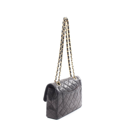 マトラッセ パリ限定 Wフラップ Wチェーンショルダーバッグ ラムスキン ブラック コンビ金具 シャネル バッグ CHANEL