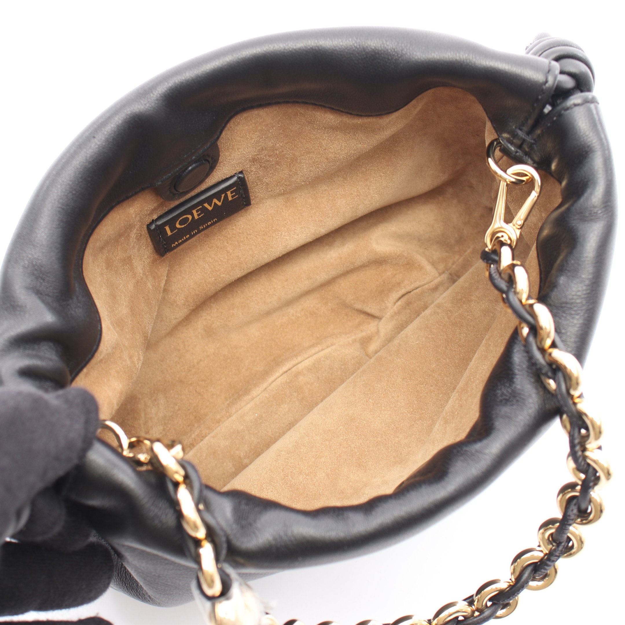 【美品】LOEWE ロエベ　ブラック レザー ハンドバッグ フラメンコパース バッグ ミニ ハンドバッグ レザー ブラック