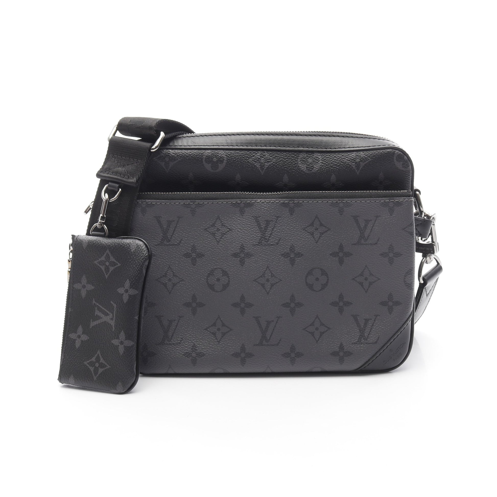 トリオ メッセンジャー モノグラム エクリプス ショルダーバッグ PVC レザー ブラック グレー ルイヴィトン バッグ LOUIS VUITTON