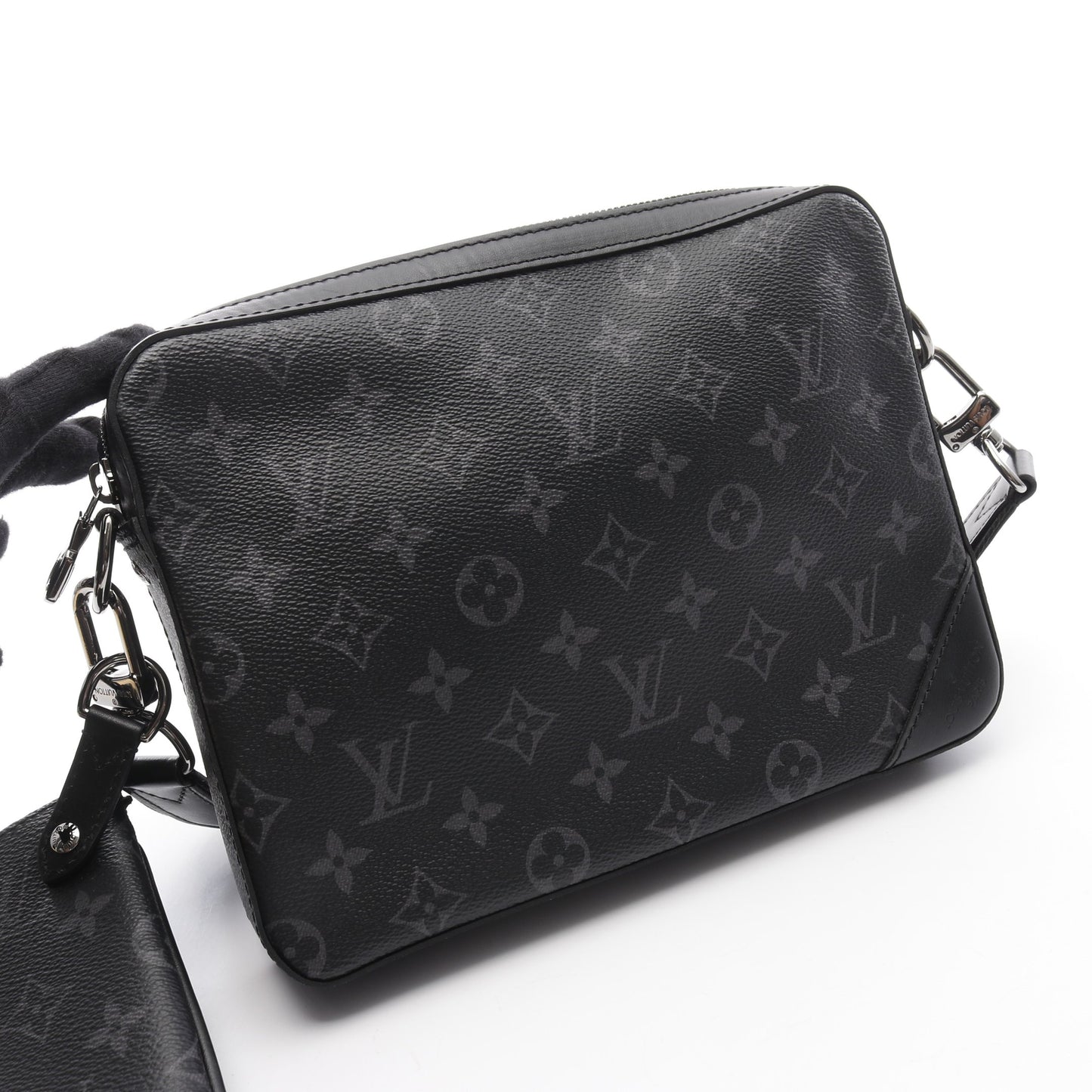 トリオ メッセンジャー モノグラム エクリプス ショルダーバッグ PVC レザー ブラック グレー ルイヴィトン バッグ LOUIS VUITTON