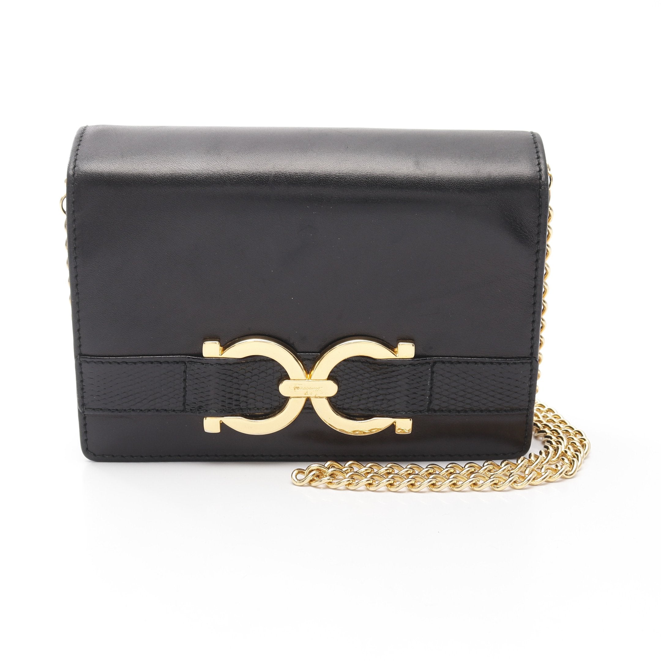 サルヴァトーレ フェラガモガンチーニ チェーン ショルダーバッグ ブラック