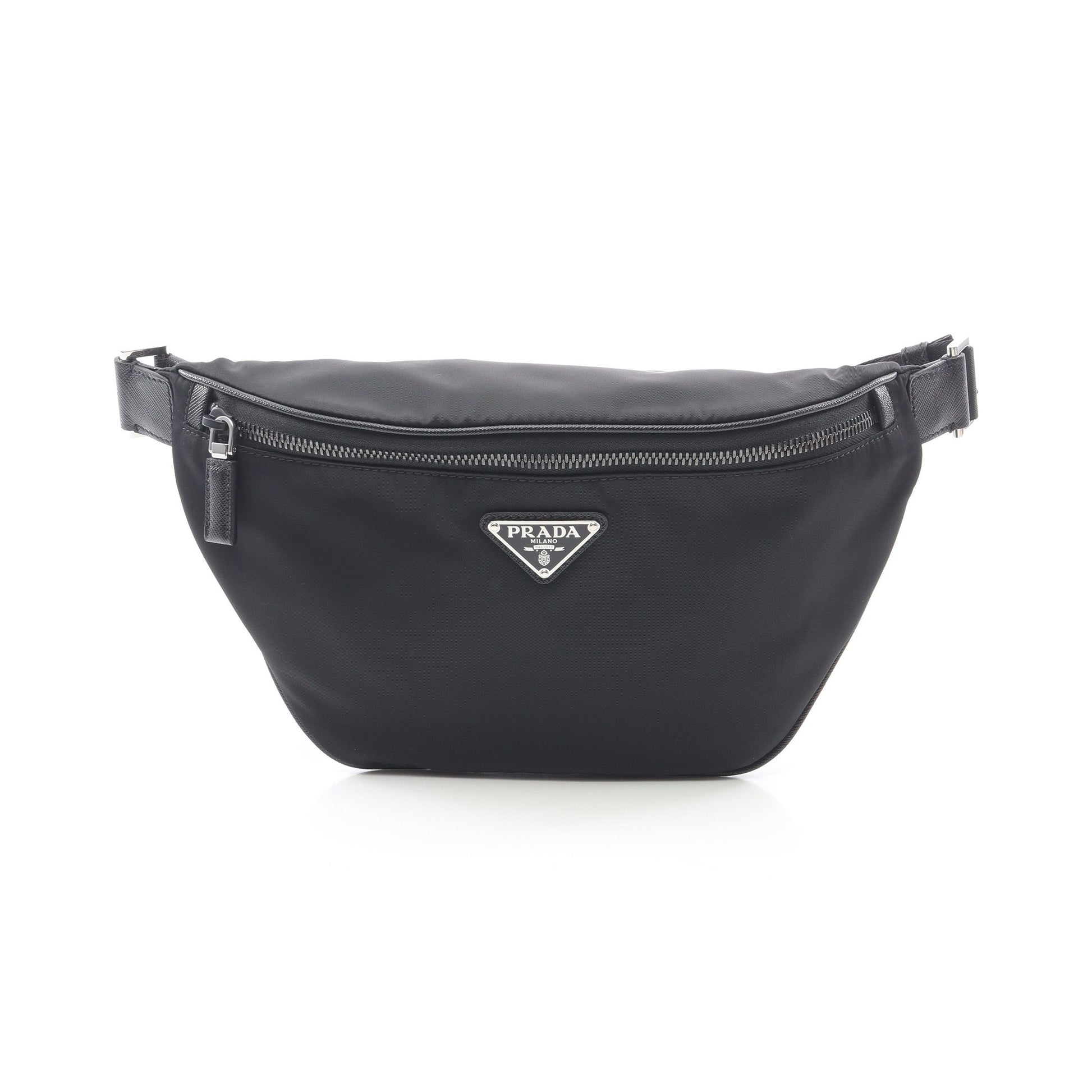RE-NYLON TESSUTO+SAFFIANO ベルトバッグ ボディバッグ ウエストバッグ ナイロン サフィアーノレザー ブラック プラダ バッグ PRADA