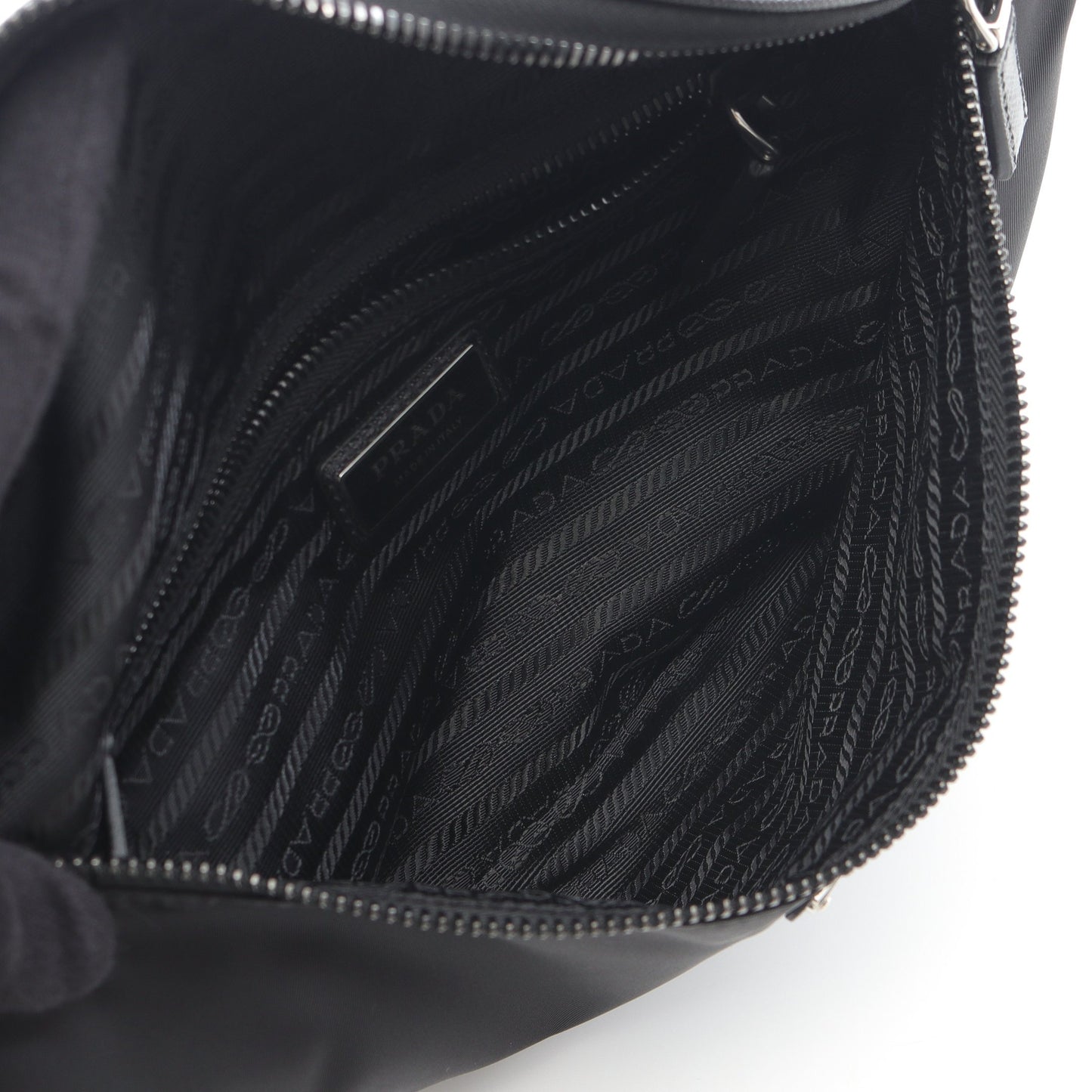 RE-NYLON TESSUTO+SAFFIANO ベルトバッグ ボディバッグ ウエストバッグ ナイロン サフィアーノレザー ブラック プラダ バッグ PRADA