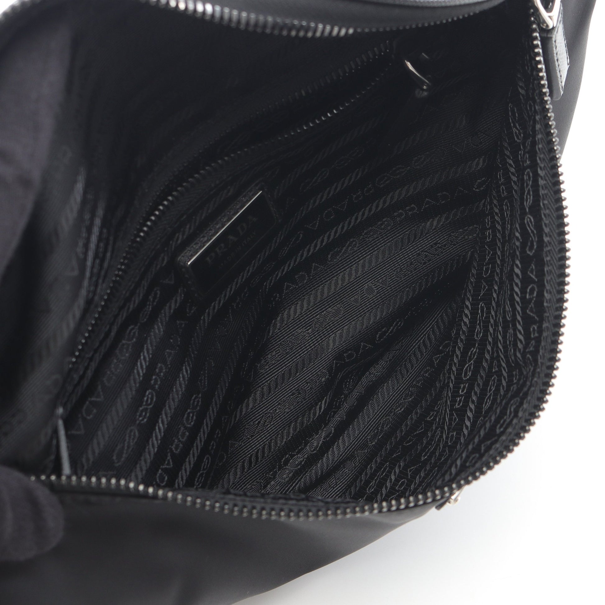RE-NYLON TESSUTO+SAFFIANO ベルトバッグ ボディバッグ ウエストバッグ ナイロン サフィアーノレザー ブラック プラダ バッグ PRADA