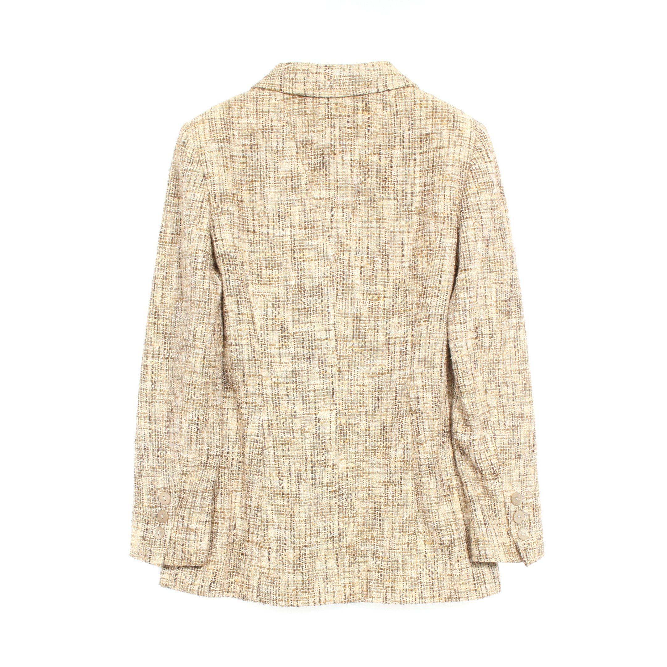 ツイード テーラードジャケット コットン ベージュ カーキブラウン