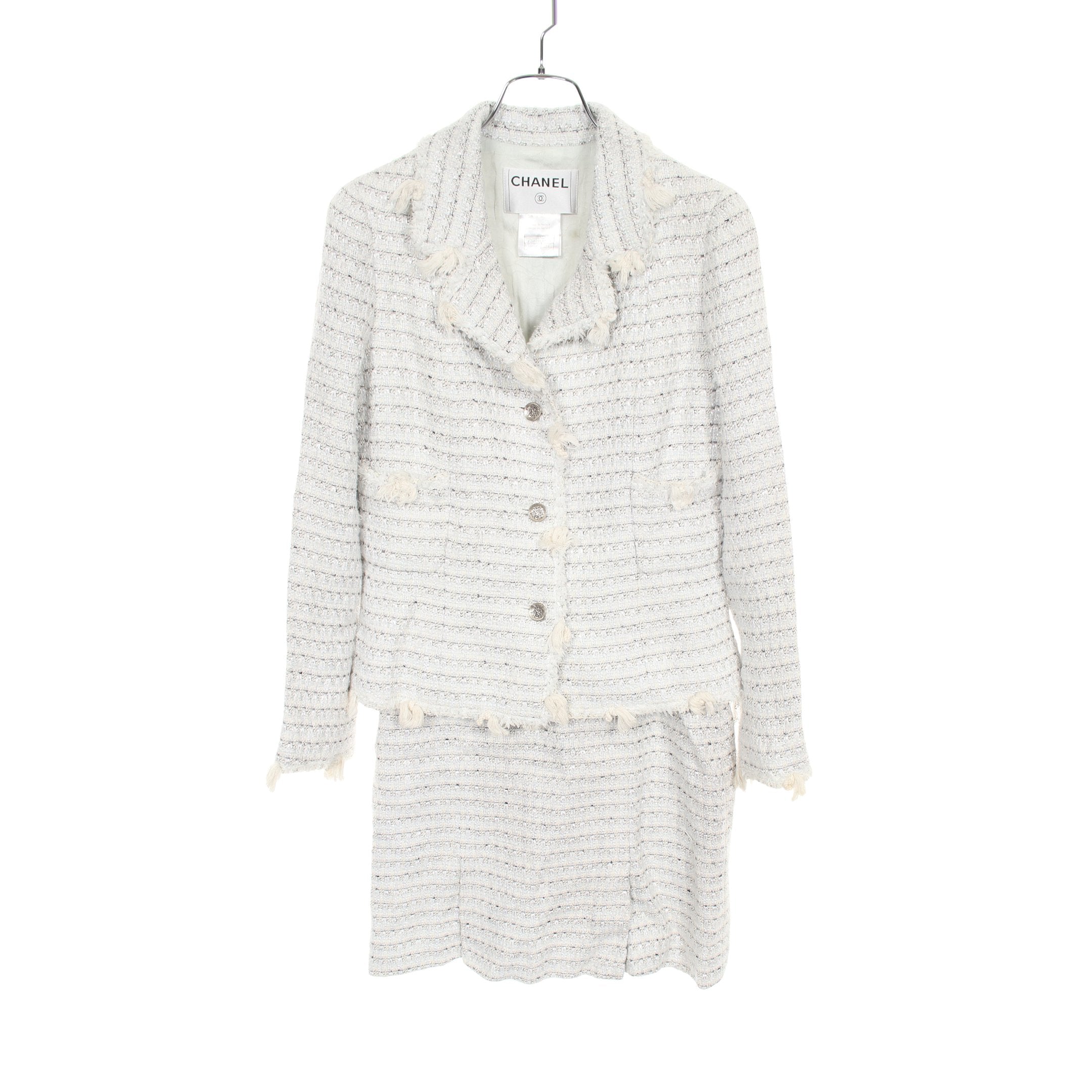 ツイード セットアップ スカートスーツ コットン レーヨン リネン