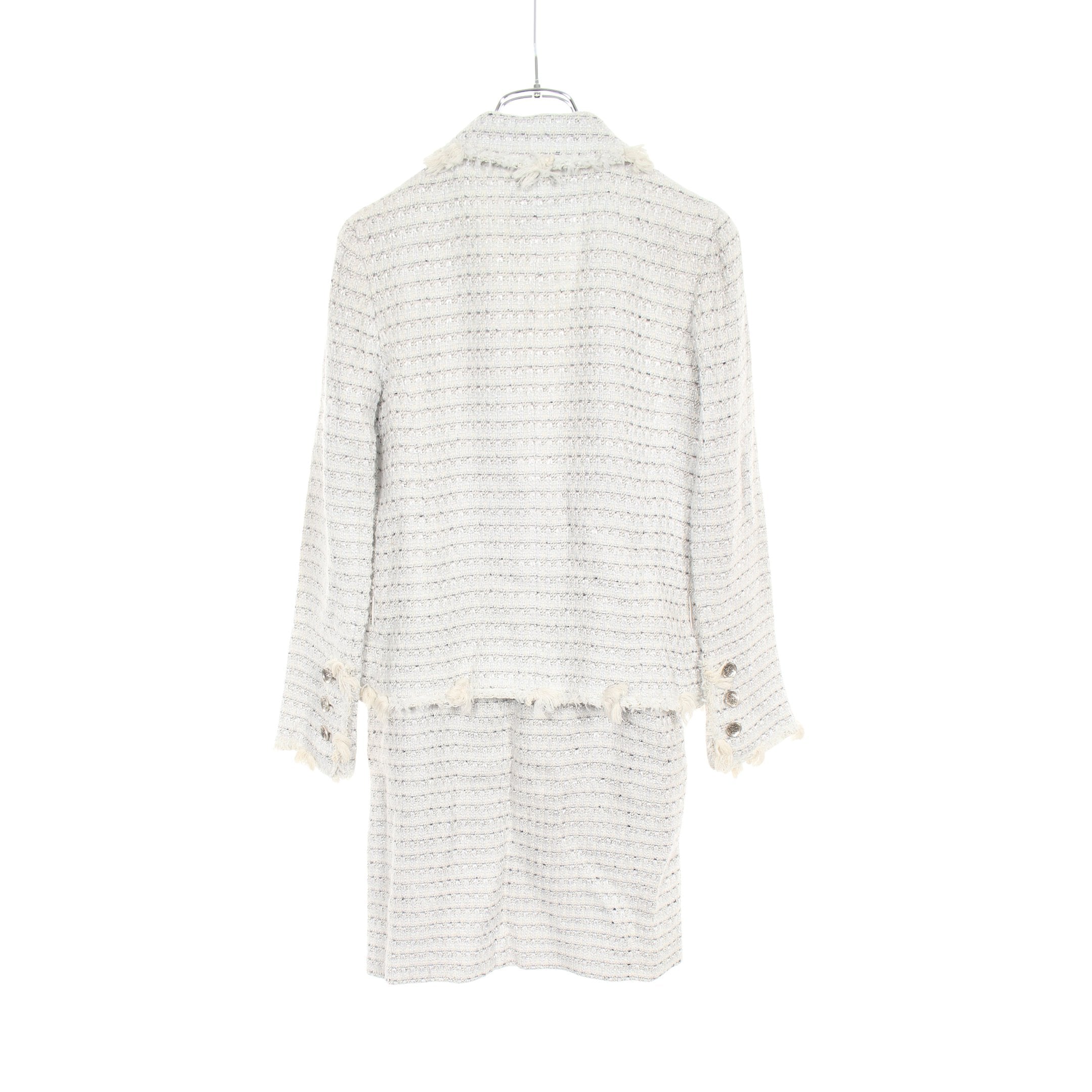 ツイード セットアップ スカートスーツ コットン レーヨン リネン