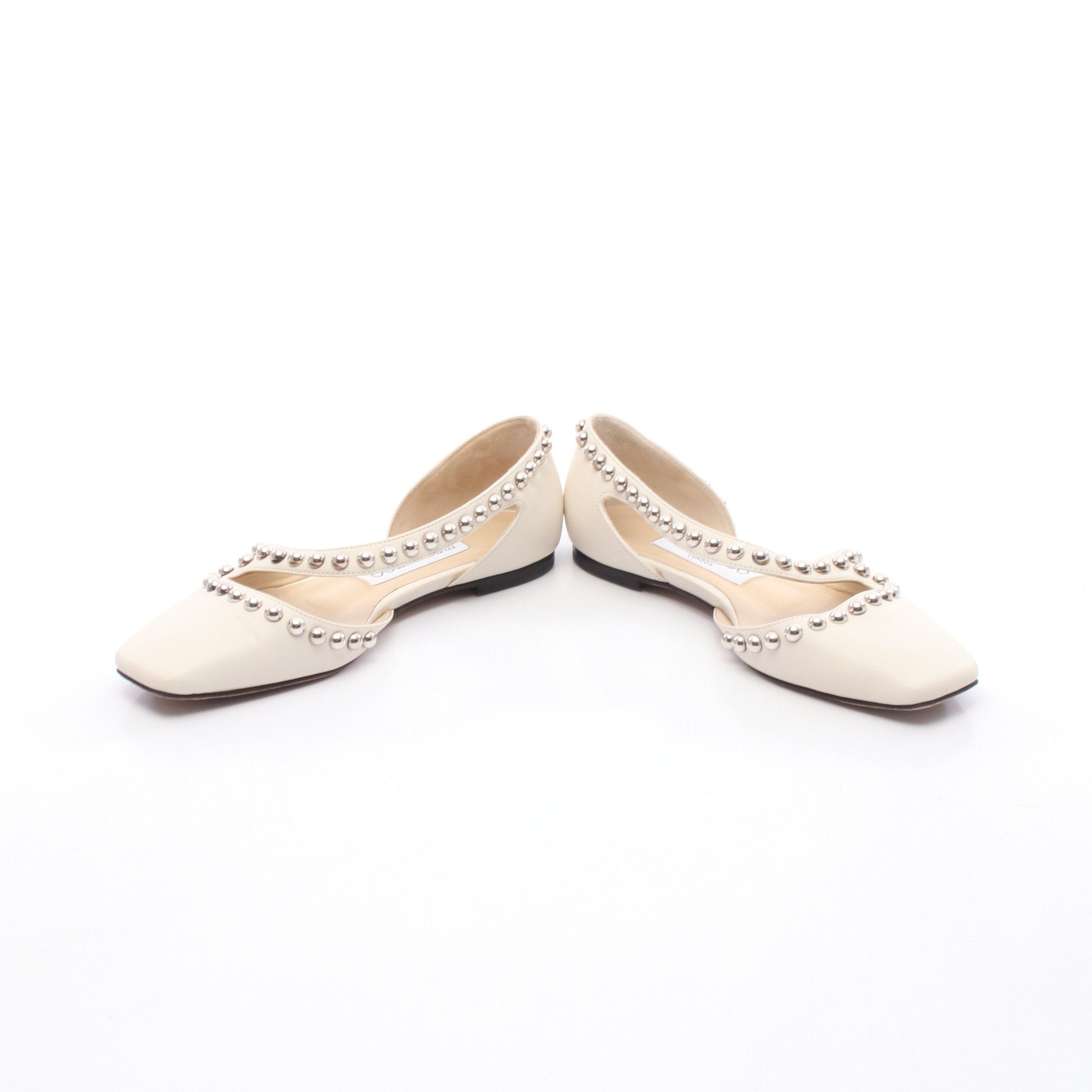 JOEZIE FLAT フラットシューズ スタッズ レザー アイボリー ジミー JOEZIE FLAT フラットシューズ スタッズ レザー アイボリー ジミー