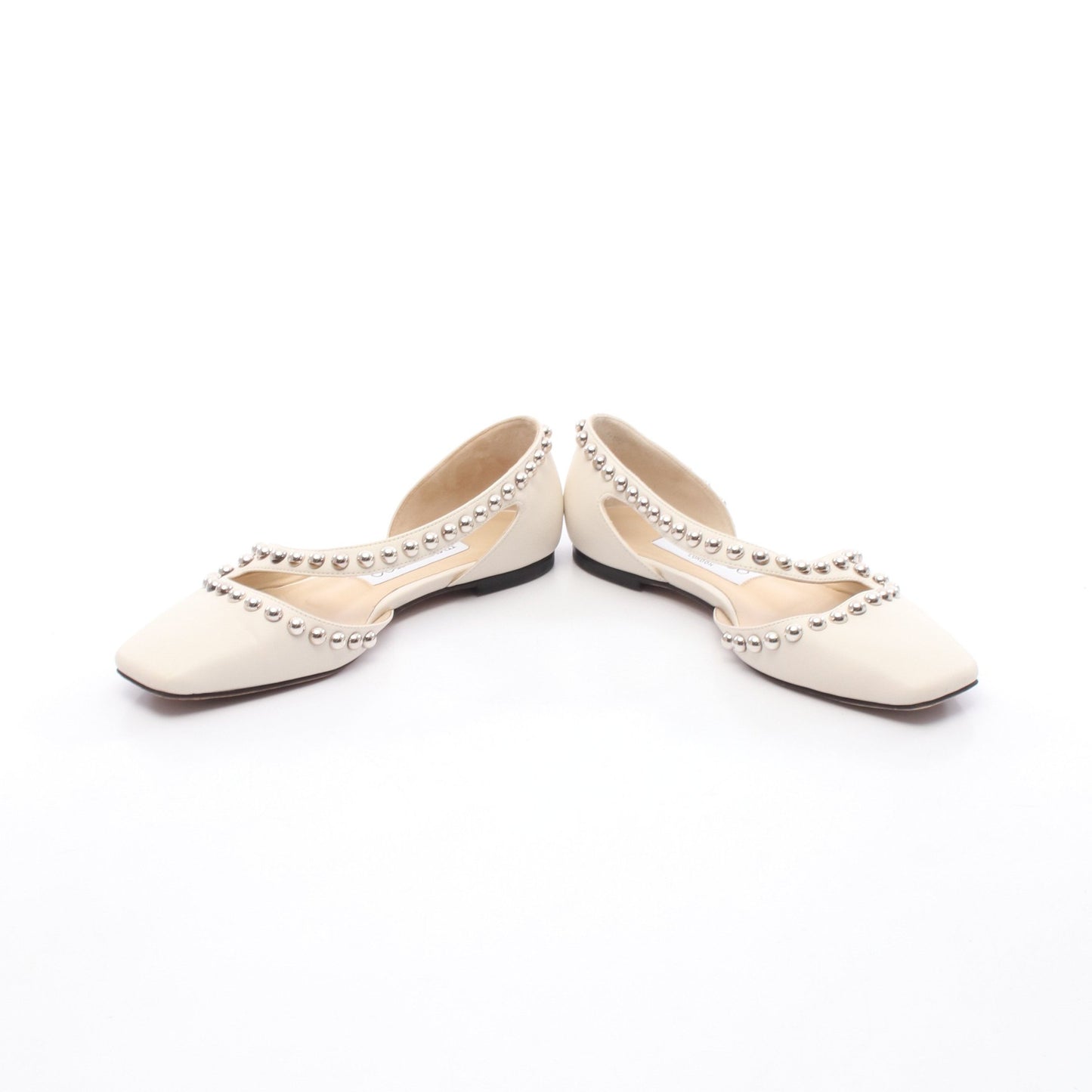 JOEZIE FLAT フラットシューズ スタッズ レザー アイボリー ジミーチュウ シューズ JIMMY CHOO