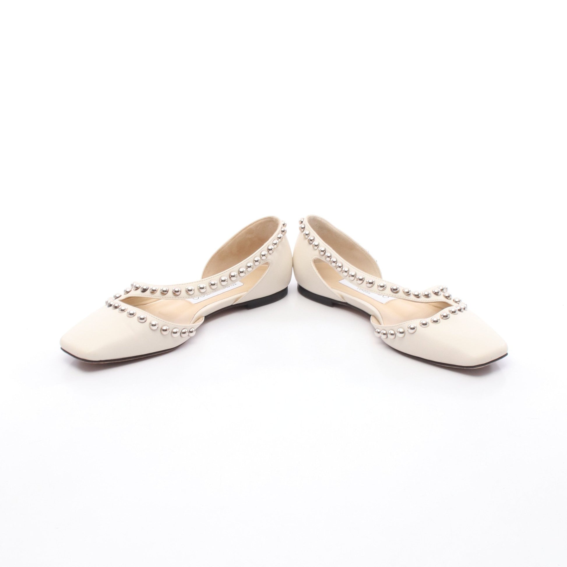 JOEZIE FLAT フラットシューズ スタッズ レザー アイボリー ジミーチュウ シューズ JIMMY CHOO