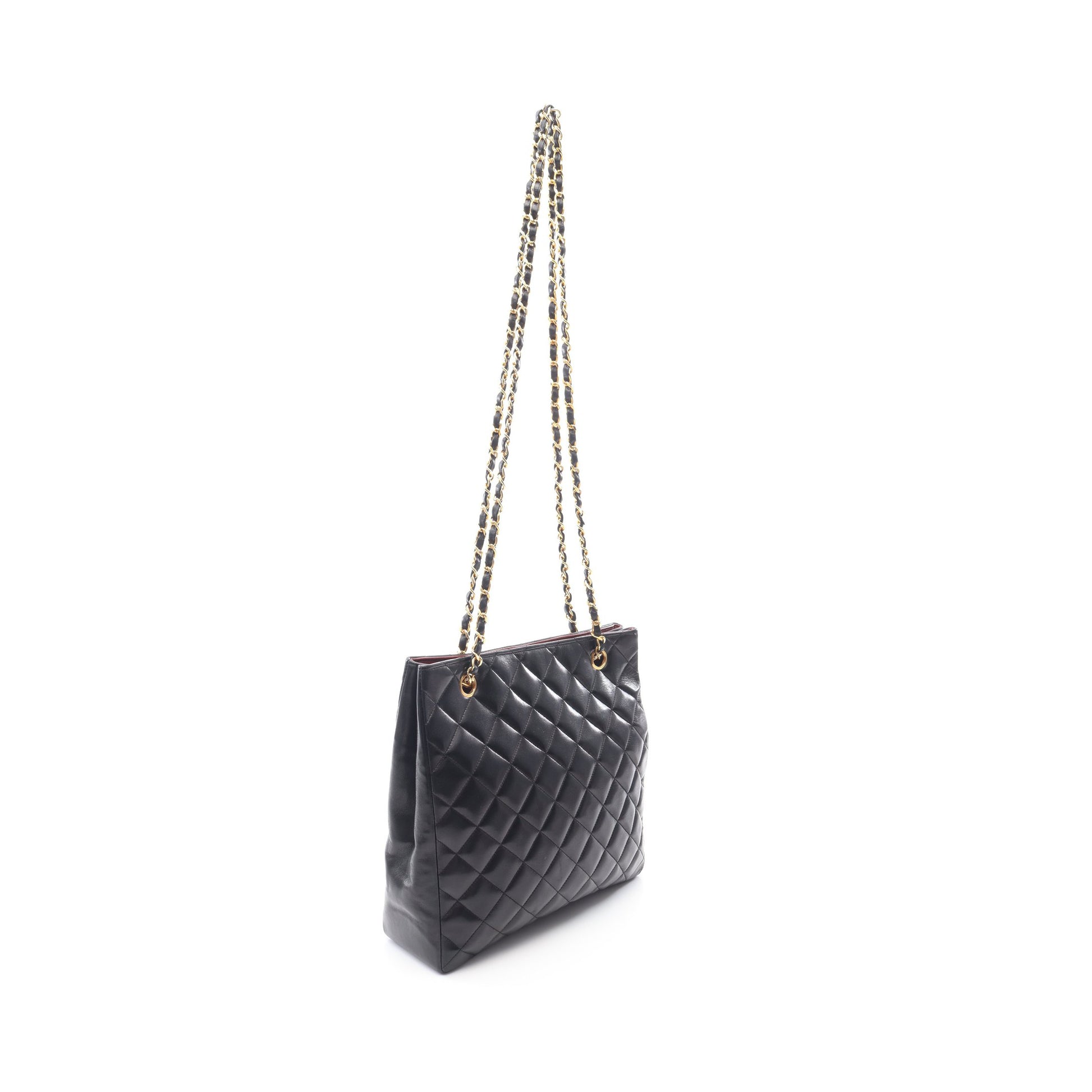マトラッセ チェーンショルダーバッグ チェーントートバッグ ラムスキン ブラック ゴールド金具 シャネル バッグ CHANEL