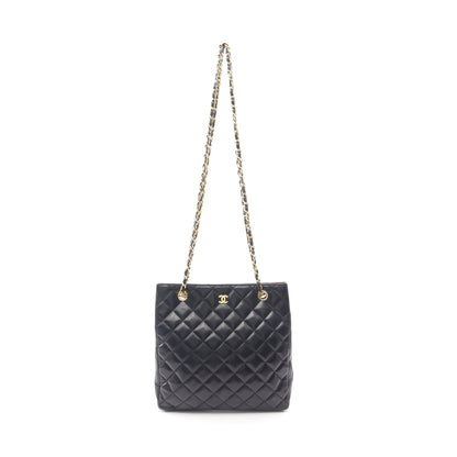 マトラッセ チェーンショルダーバッグ チェーントートバッグ ラムスキン ブラック ゴールド金具 シャネル バッグ CHANEL