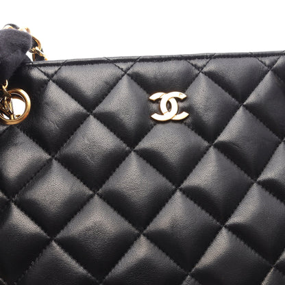 マトラッセ チェーンショルダーバッグ チェーントートバッグ ラムスキン ブラック ゴールド金具 シャネル バッグ CHANEL