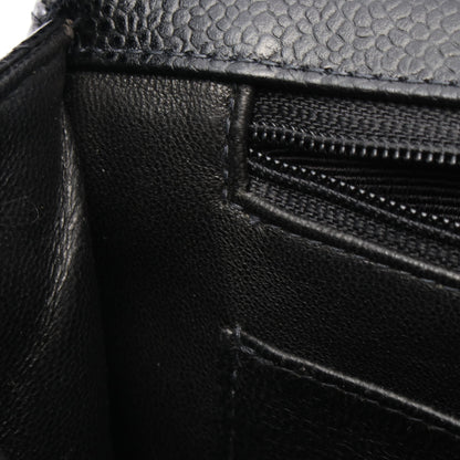 マトラッセ30 シングルフラップ Wチェーンショルダーバッグ キャビアスキン ブラック シルバー金具 シャネル バッグ CHANEL