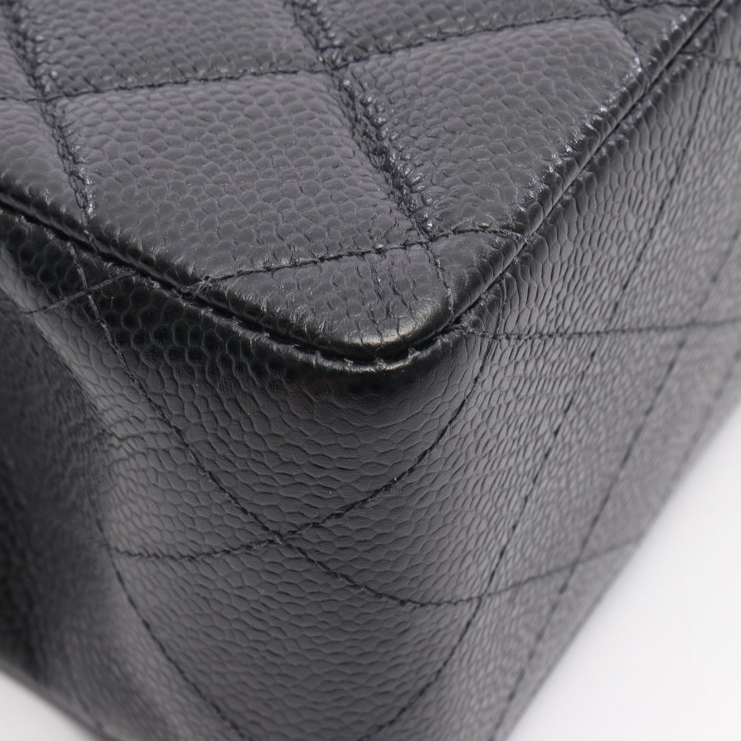 マトラッセ30 シングルフラップ Wチェーンショルダーバッグ キャビアスキン ブラック シルバー金具 シャネル バッグ CHANEL
