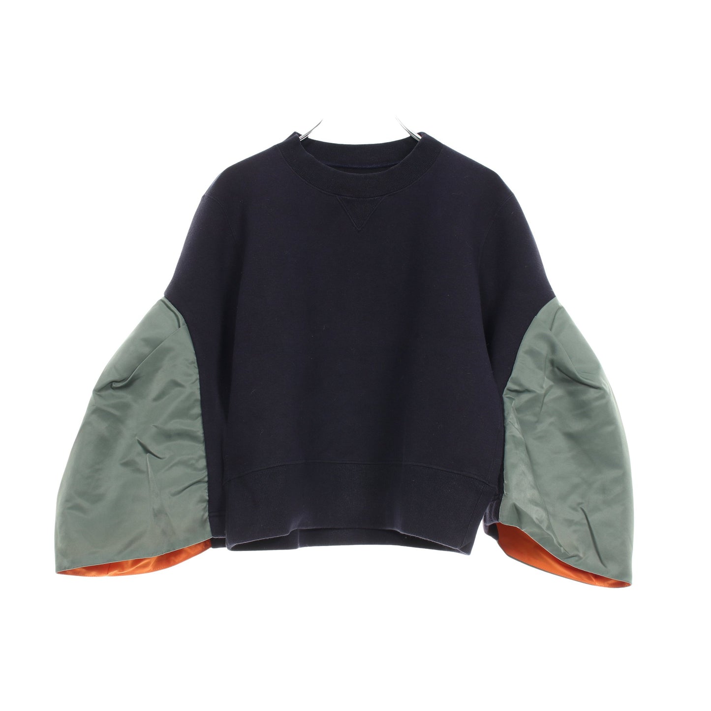 ナイロンツイル スポンジスウェット プルオーバー スウェットシャツ コットン ネイビー カーキグリーン 切替 サカイ トップス sacai