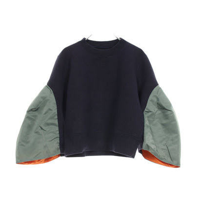 ナイロンツイル スポンジスウェット プルオーバー スウェットシャツ コットン ネイビー カーキグリーン 切替 サカイ トップス sacai