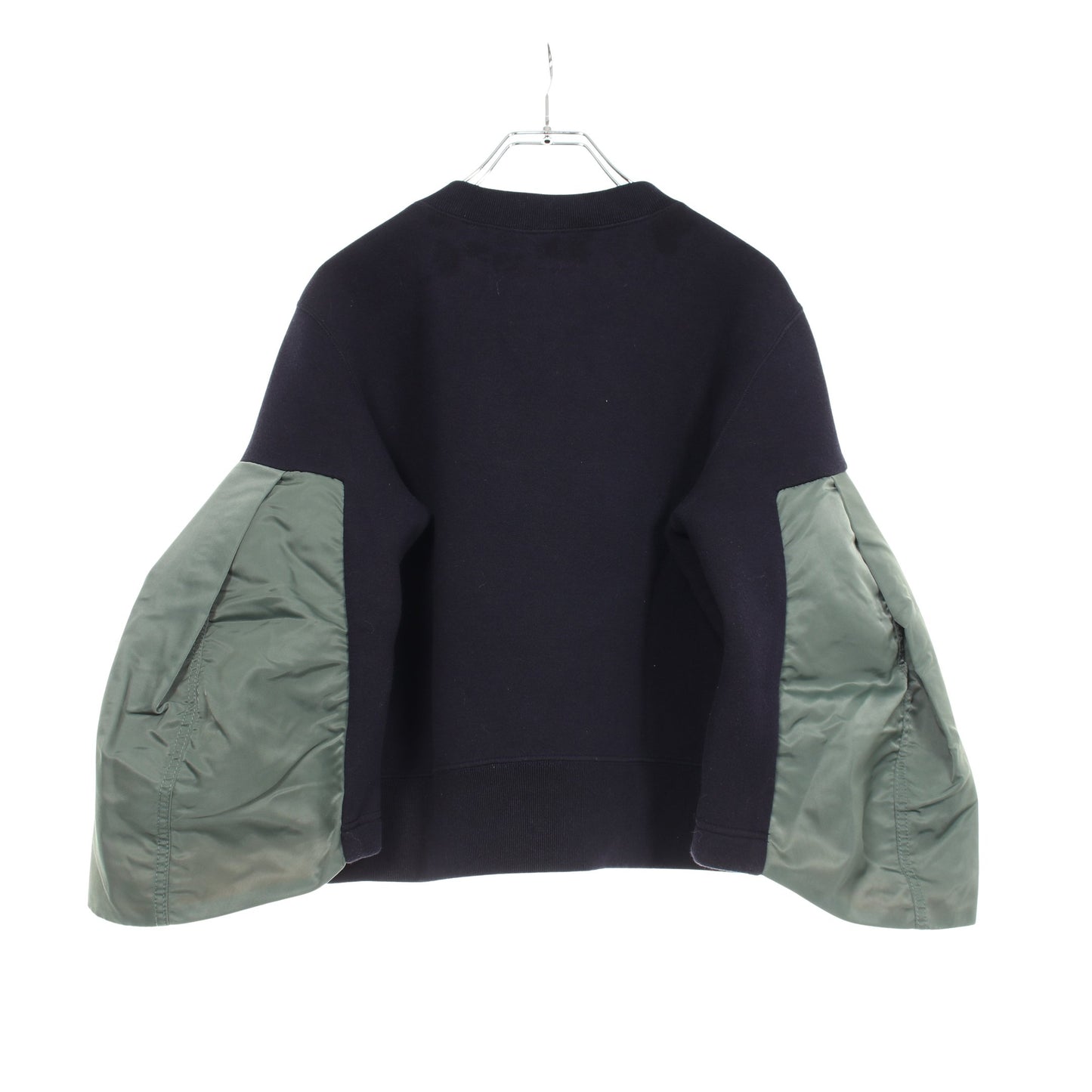 ナイロンツイル スポンジスウェット プルオーバー スウェットシャツ コットン ネイビー カーキグリーン 切替 サカイ トップス sacai