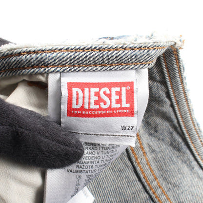 デニムスカート コットン インディゴブルー ダメージ加工 ボタンフライ ディーゼル ボトムス DIESEL