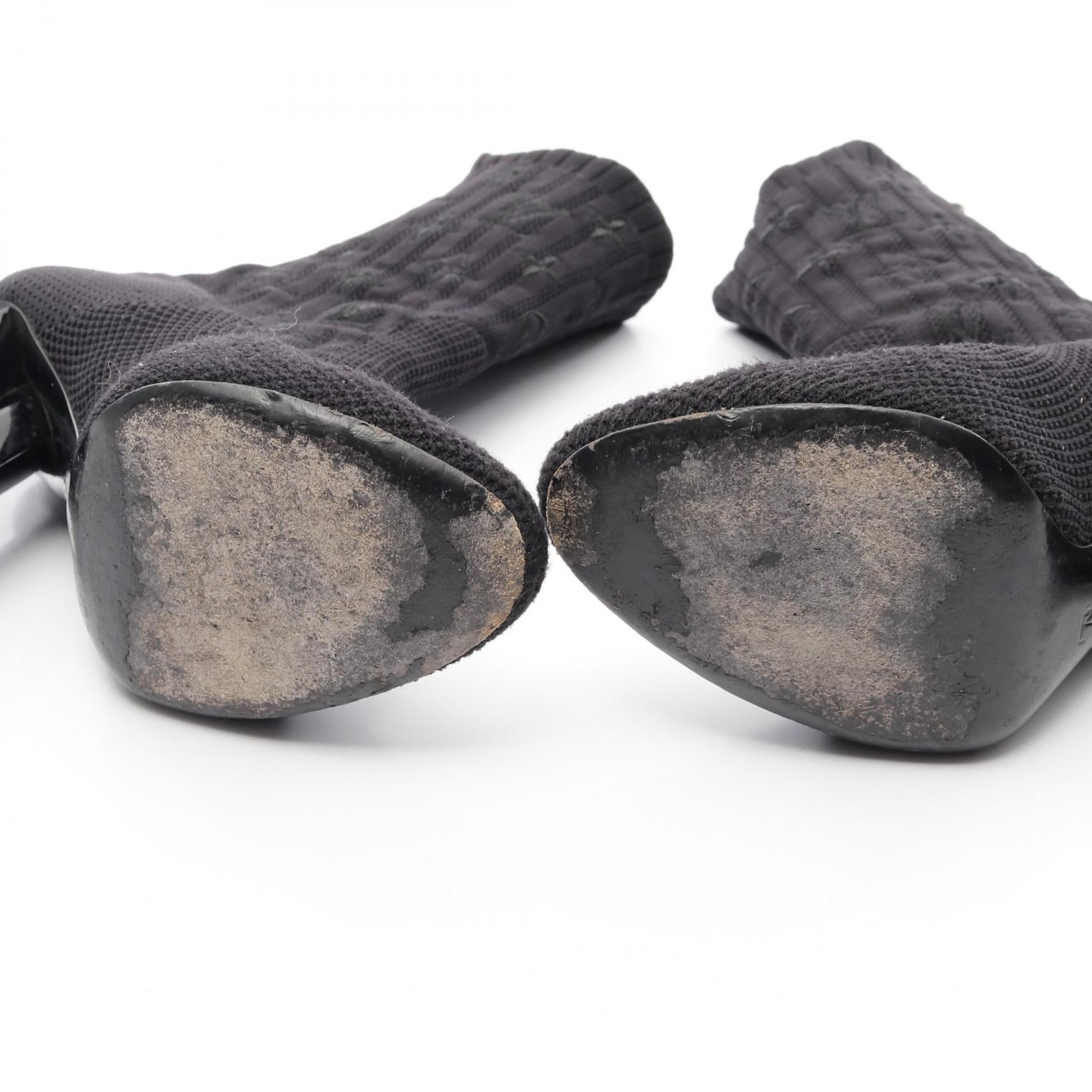 シルエットライン ショート ブーツ ファブリック ブラック ルイ